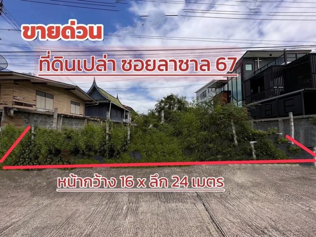 ขายที่ดินเปล่าลาซาล67 แปลงสวยถมแล้ว 100 ตร.ว. เหมาะสร้างบ้าน