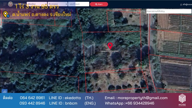More-059LS ขายที่ดินเชียงใหม่ 1 ไร่ 3 งาน 95 ตารางวา ใกล้เทศบาลน้ำแพร่ หางดง เชียงใหม่ 