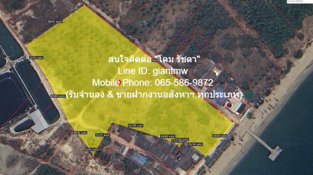 ที่ดิน ขายที่ดินเปล่าติดทะเล (ผังสีชมพู) ต.ห้วยทราย อ.เมืองประจวบคีรีขันธ์ จ.ประจวบคีรีขันธ์ 17-3-54.9 ไร่, ราคา 53,661,750 บาท (3 ลบ./ไร่) ใกล้ ห่างถนนเพชรเกษม (ทางหลวงหมายเลข 4) ประมาณ 3.2 กม. 53661750 บาท  17 Rai 3 ngan 55 ตาราง-วา พร้อมอยู่! เป็นที่ดิ