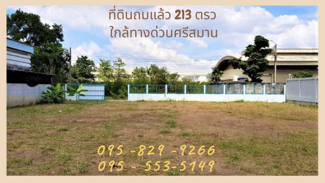 ขายที่ดินถมแล้ว  213 ตรว.ล้อมรั้วแล้ว ใกล้ทางด่วนศรีสมาน-แจ้งวัฒนะ ใกล้โรบินสัน  ปากเกร็ด นนทบุรี